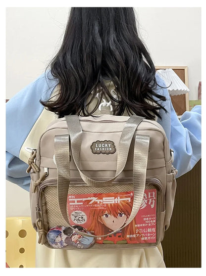 Y2K Japanese Preppy Style Shoulder Crossbody Bag New Nylon School Bags for Teenage Girls Transparent Itabag Backpacks Ita Bag