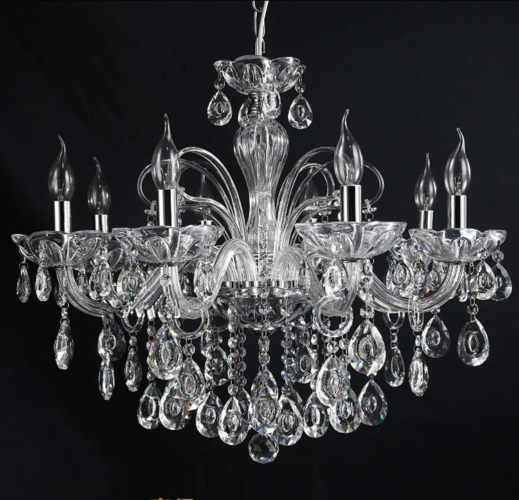 New Modern Candle Cognac Color Crystal Chandelier Living Room Large Light Atmosphere Restaurant Bedroom Lobby Hotel Hanging Lamp