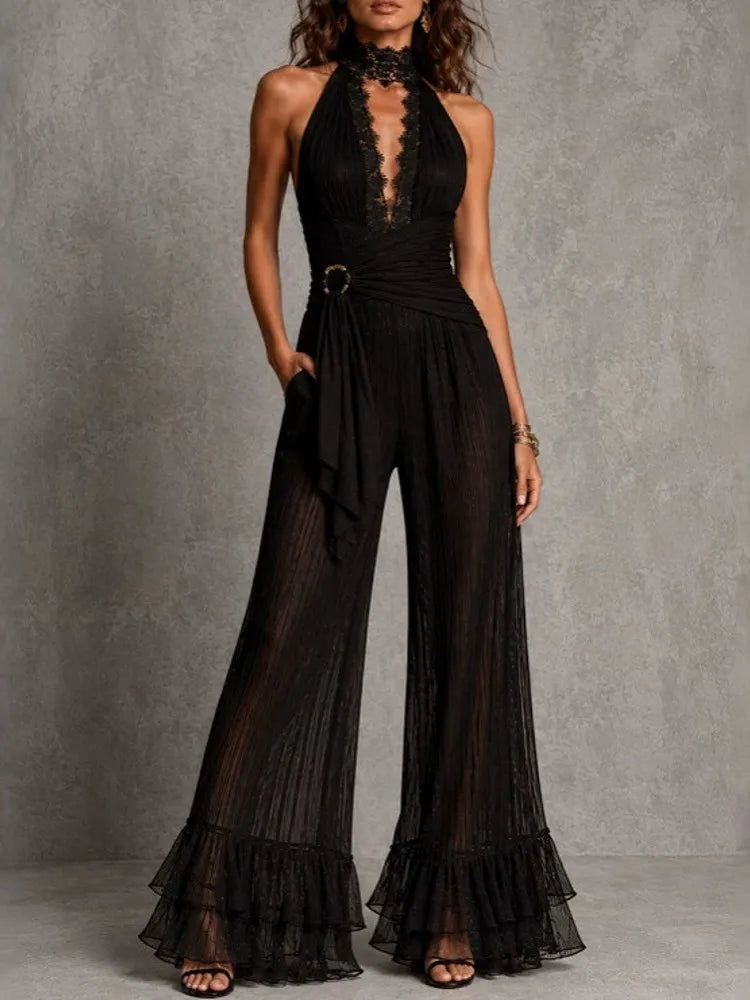 Solid Women Jumpsuits For Spring Summer Sleeveless V-Neck Loose Fashion Streetwear Overalls Wide Leg Pants Trousers 2026
