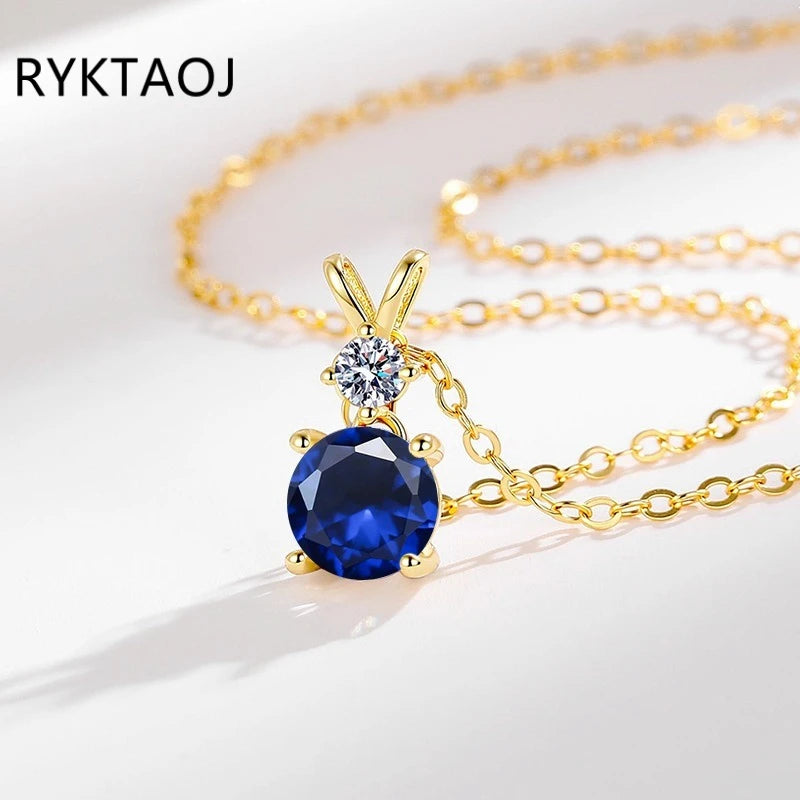 925 Sterling Silver Bowknot Moissanite Pendant Necklace for Women Round 2 Stone Solitaire Necklace Wedding Party Jewelry Gift