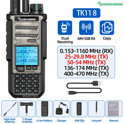 Quansheng TK11 8 Walkie Talkie 10W Dual Receiving PTT AM SSB 27MHz CB CW LSB LW MW SW Type-C NOAA for UV-K5 8 Ham Radio TK-11 5