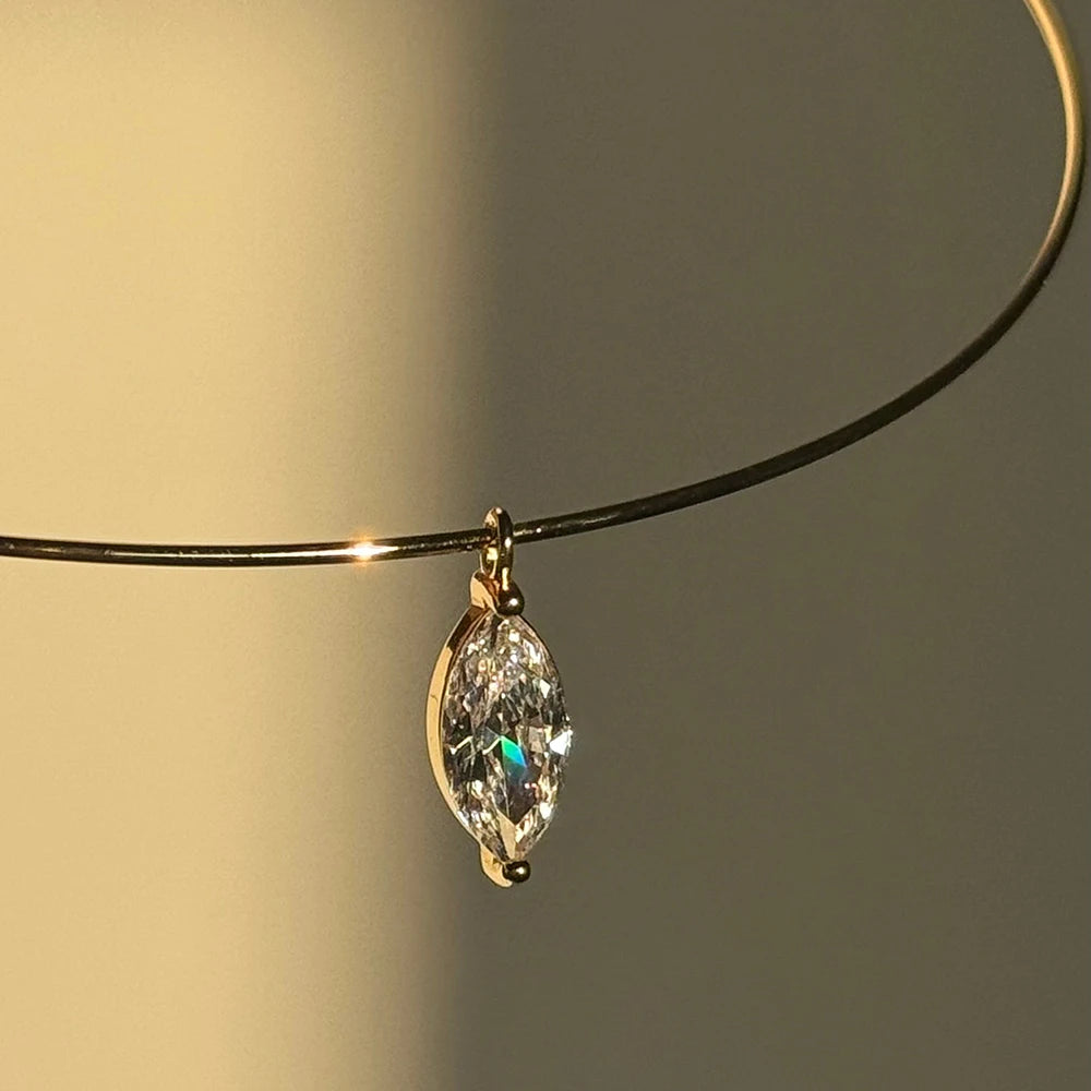 3carat Solitaire Marquise Cut Moissanite Hard Necklace for Women Eye Shape Sparkling Diamond Pendant Neck Chain with Certificate