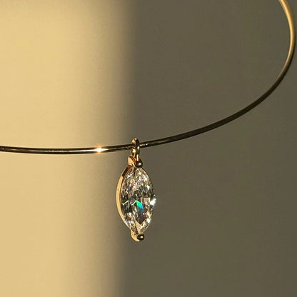 3carat Solitaire Marquise Cut Moissanite Hard Necklace for Women Eye Shape Sparkling Diamond Pendant Neck Chain with Certificate