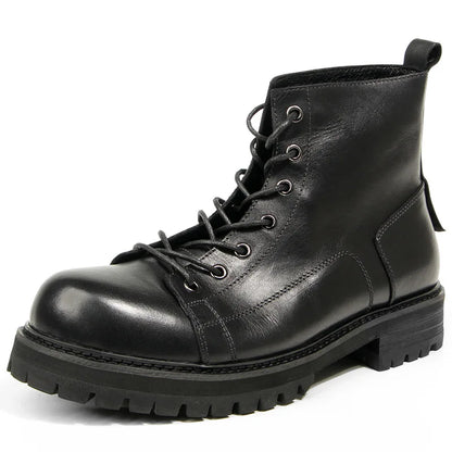 Genuine Leather Men's Boots High Quality Platform Boots Handmade Fashionable Motorcycle Boots Wear-resistant Cow Leather Boots