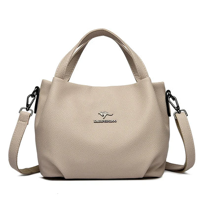 Genuine Soft PU Leather Handbags for Women Vintage Shoulder Tote Bag Luxury Designer Ladies Large Capacity Purse Bags Sac A Main