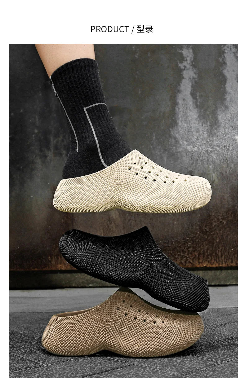 New Summer Fashion Couple Slippers EVA Baotou Men's Sandals Outdoor Thick Bottom Hole Shoes Luxury Beach Men Garden Shoes