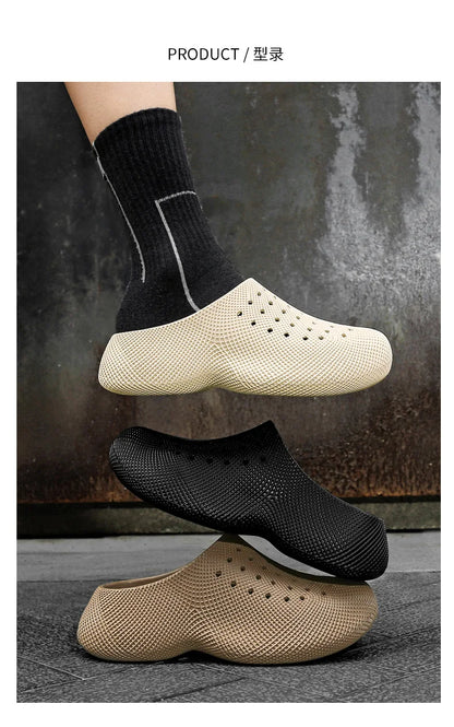 New Summer Fashion Couple Slippers EVA Baotou Men's Sandals Outdoor Thick Bottom Hole Shoes Luxury Beach Men Garden Shoes