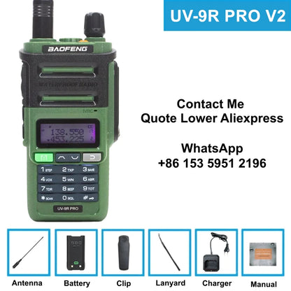 Baofeng UV-9R Pro IP68 Waterproof Walkie Talkie Dual Band VHF UHF Type-C Long Range UV-9R Plus Portable CB Ham Two Way Radio