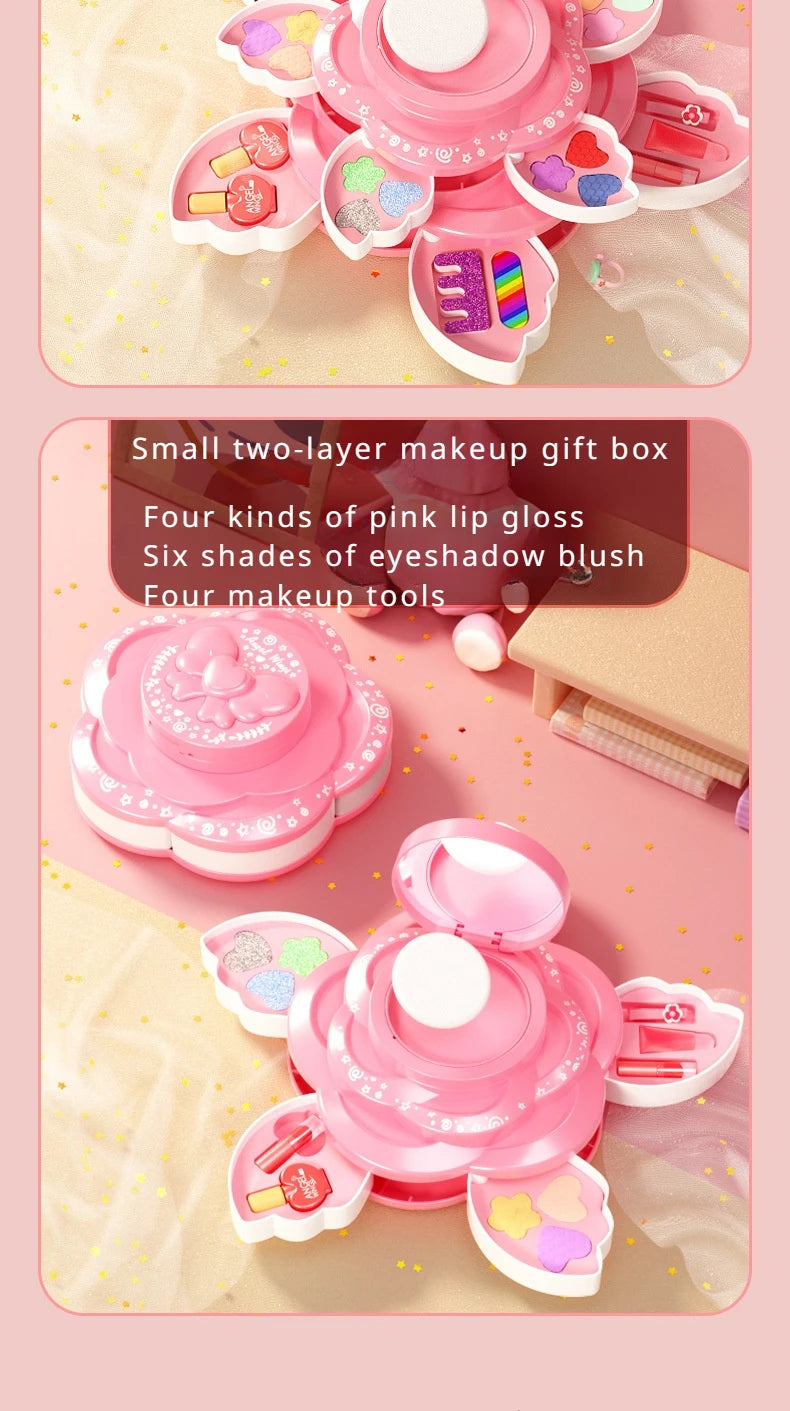 Makeup Box Rotating Opening Cosmetics Toys for Little Girls Princess Makeup Set To Enhance Creativity and Imagination