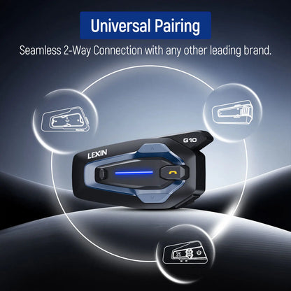 NEW-LEXIN G10 Motorcycle Helmet Intercom,8 riders Dual Qualcomm Bluetooth 5.1 intercom,Parallel Audio- intercom and stream music