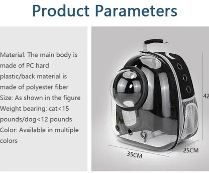 Transparent Breathable Portable Space Capsule Pet Carrier Backpack for Dog Cat Carrying Transport Bag