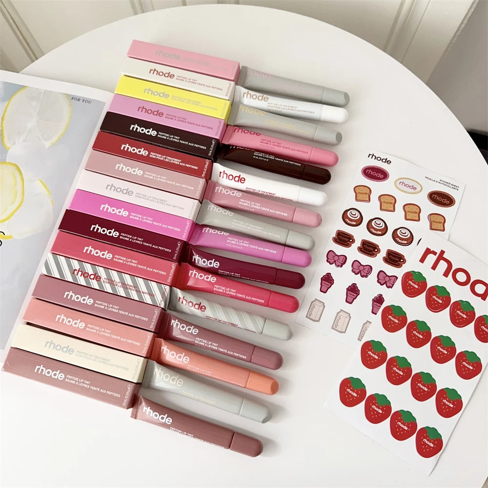 Rhode Summer Lip Moisturizer Lip Balm Smoothing Lipstick Lines Lasting Nourishing Women Makeup Daily Gloss Care with Stickers