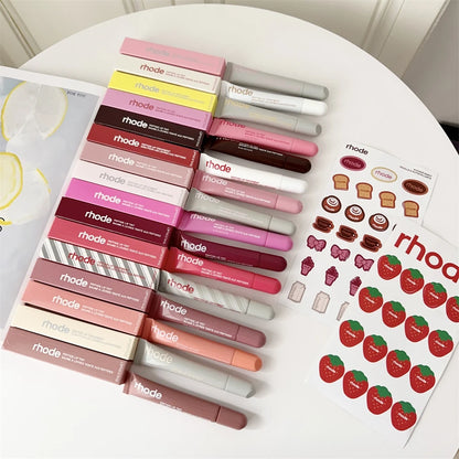 Rhode Summer Lip Moisturizer Lip Balm Smoothing Lipstick Lines Lasting Nourishing Women Makeup Daily Gloss Care with Stickers