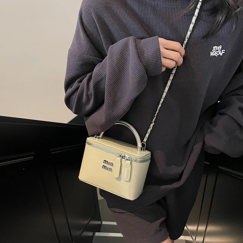 Women Square Handbags 2025 Spring Fashion Chains Crossbody Bags Soft PU Shoulder Bag Ladies Elegant Chic Mini Mobile Phone Bags