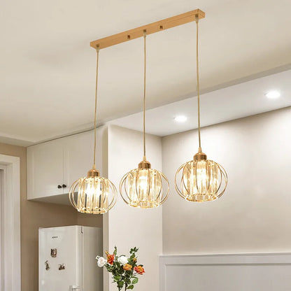 Crystal LED Pendant Lights For Dining Room Living Room Nordic Black Iron Shade 1/3 Lights Kitchen Decor Hanging Ceiling Lamp