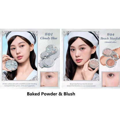 Flowerknows Shell's Jewel Makeup Gift Set Eye Blush Lip Glaze Setting Powder Correcting Primer For Women Full Kit