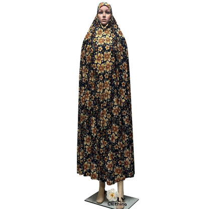 New Sleeveless Pullover Dress Women Prayer Garment Dubai Abaya Arab Jibab Flowers Print Loose Femme Khimar Kaftan Clothes 6XL