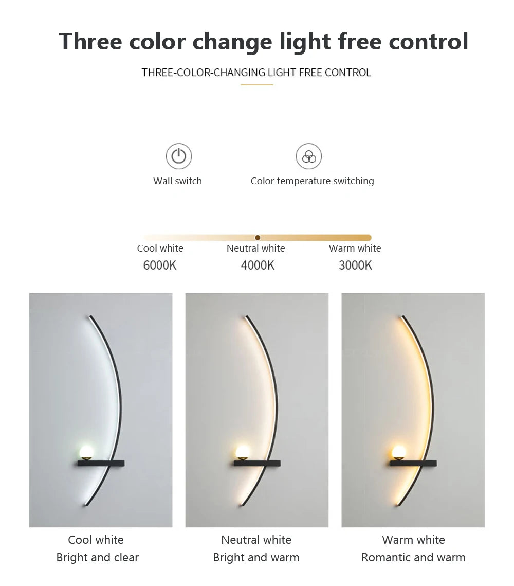LED Wall Lamp 55/105CM Smart Remote Control Left Right Lighting Wall Sconces Bedroom Bedside Living Room Home Led Lights Lustre