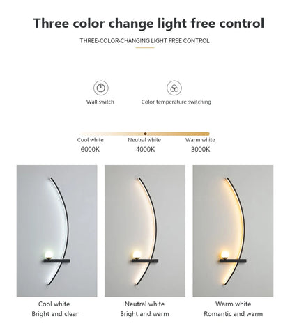 LED Wall Lamp 55/105CM Smart Remote Control Left Right Lighting Wall Sconces Bedroom Bedside Living Room Home Led Lights Lustre