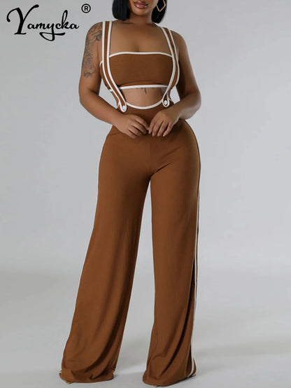 Sexy jumpsuit women pants summer casual Pants set jumpsuits Wide leg pants body party club outfits bodysuit Two pieces overalls