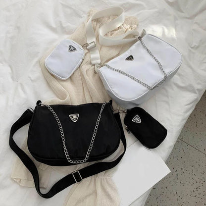 Woman Female Fashion Causal Handbag Set Crossbody Bags Shoulder Handbags 2in1 Sling Bag Trend Hand Bag For Travel Shopping