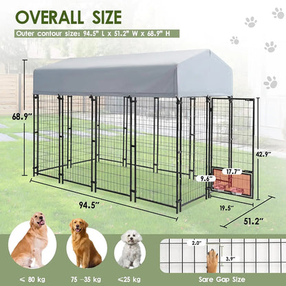 8x4x6 FT Outdoor Dog Kennel,UV Resistant Waterproof Pet House Enclosure,Cage for Large Dogs,Outside Use, Custom