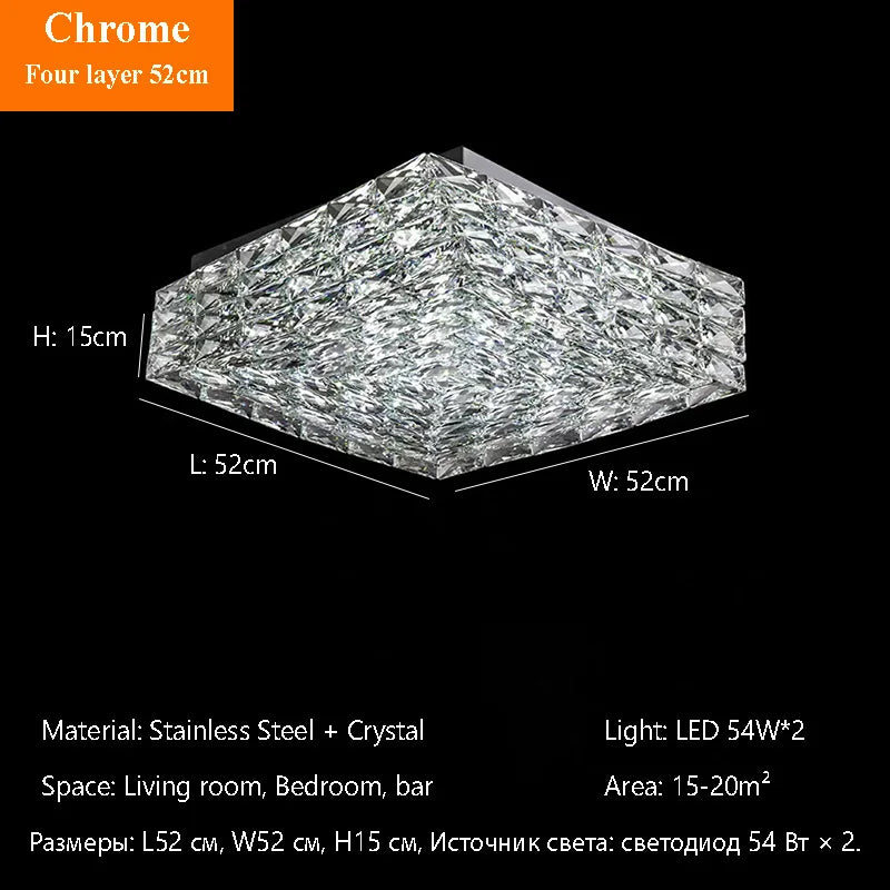 Modern Nordic Luxury Crystal LED Ceiling Light Gold Chrome Flush Mount Lamp for Living Dining Room Bedroom Home Decor Lighting