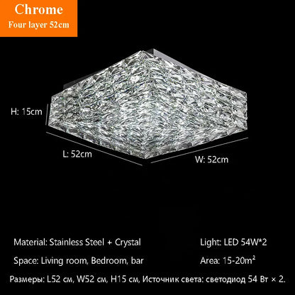 Modern Nordic Luxury Crystal LED Ceiling Light Gold Chrome Flush Mount Lamp for Living Dining Room Bedroom Home Decor Lighting