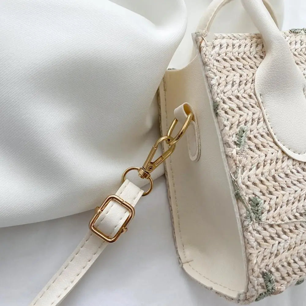 Fashion Women Summer Straw Bag Girls Shoulder Bags Casual Handbag Solid Color Crossbody Bags