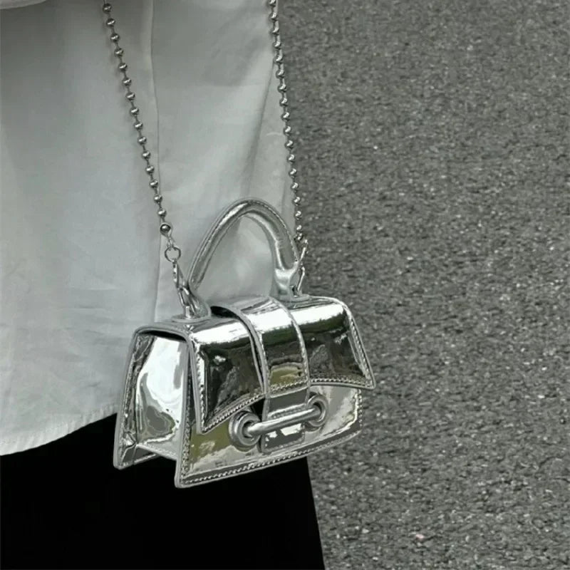 Pu Leather Vintage Women Silver Chic Crossbody Bag Luxury Designer Small Shoulder Bags Fashion Gold Mini Coin Purse Cute Handbag