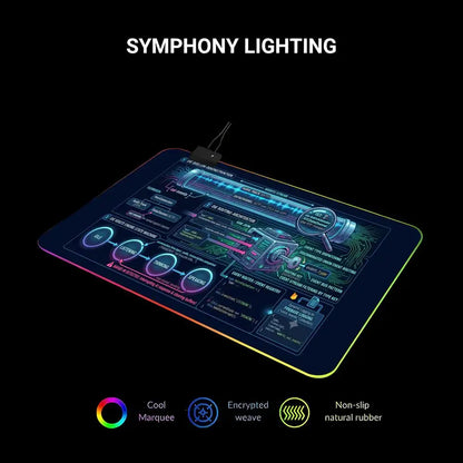 HYBXAXC Large Gaming Mouse Pad Futuristic Tech UI Neon Non Slip Desk Mat for PC Gamer RGB Gaming Mouse Pad HD Large LED Light