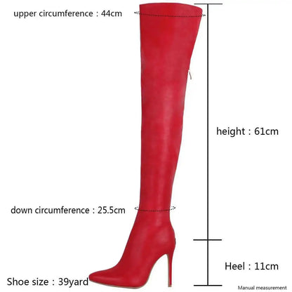 Big Size 40-46 Women's Boots High Heel 11cm Over Knee Boots Back Zipper Fashion Personality Boots 2026