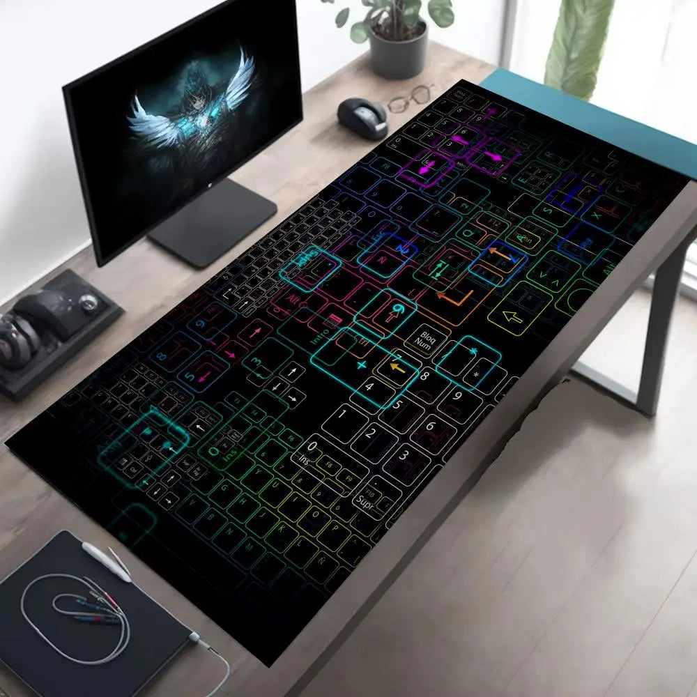 Cool Keyboard Mouse Pad Large Computer Office Game Table Mat Rubber Anti-slip Stitched Edge Keyboard Mats 60x30 Desk Pads