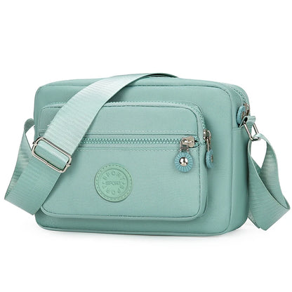 Women's Solid Color Multi-Pocket Crossbody Bag, Multi-Functional Shoulder Bag, Trendy Same-Color Business Bag