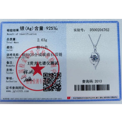 925 Sterling Silver Open Heart Pendant Necklace D VVS1 Round Cut Moissanite Love Charm Necklace For Women