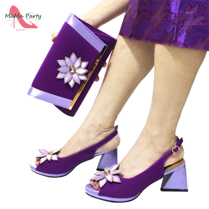 2024 New Design Special Fashion African Women Shoes Matching Bag Set High Quality with Platform Comfortable Heels for Part