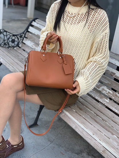 Genuine Grade Leather Women's Shoulder Crossbody Bag Luxury Designer Brand Female Handbag Fashion Soft Cowhide Ladies Boston Bag