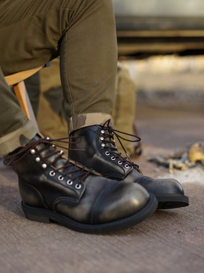 New Men's Cowhide Goodyear Welted Work Boots Durable