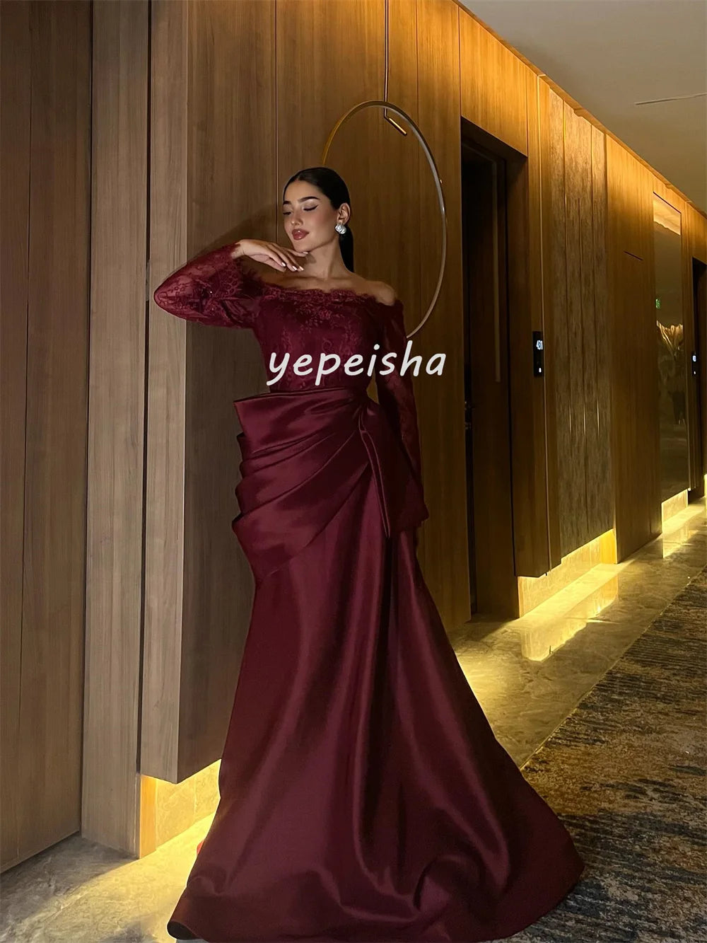 Customized Sexy Exquisite Draped Lace Bow A-line Off-the-shoulder Long Dresses Bespoke Occasion Dresses Sizes Available Fashion