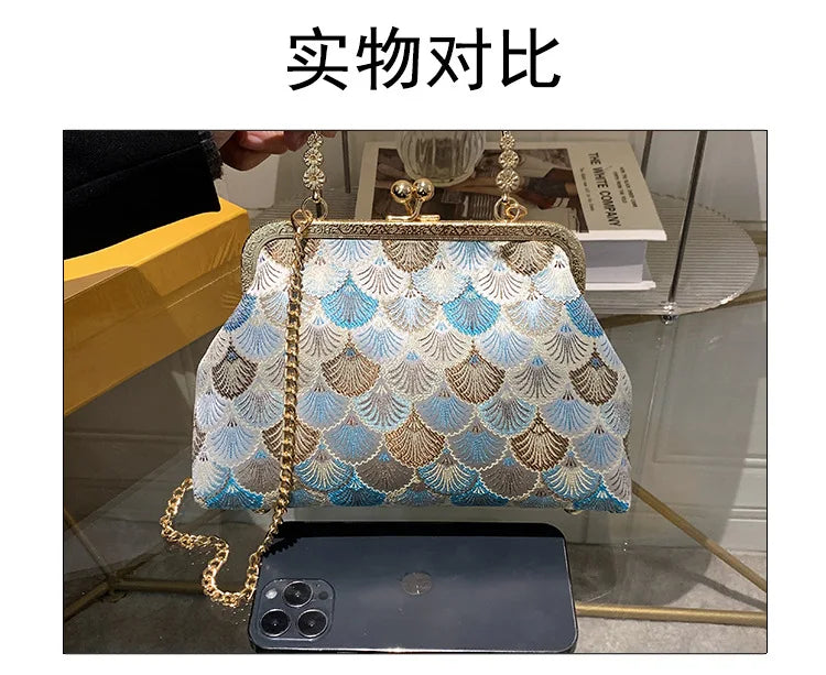 Luxury High Design Women Evening Bag Brand Party Banquet Glitter Bag for Ladies Wedding Clutch Handbag Shoulder Bag Chain Bolsas