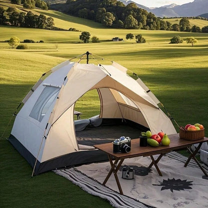 Automatic Instant Pop Up Camping Tent for 1-4 Person, All Season Waterproof Windproof Dome Shelter, Dual Doors Mesh Windows, Lightweight Portable Foldable, Quick Open Automatic Frame in Seconds, Ideal for Camping Hiking Fishi