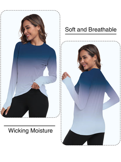Women's UPF 50+ Sun Shirts Long Sleeve UV Protection Rash Guard Lightweight Quick Dry SPF Hiking Tops Outdoor