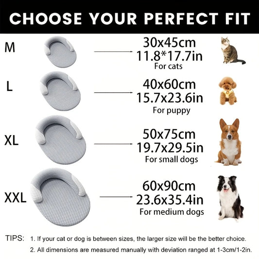 Summer Ice Silk Cooling Dog Bed Oval Breathable Heat Dissipation Cat Mat Pet Nest Cooling Pad for Small Medium Large Dogs Cats
