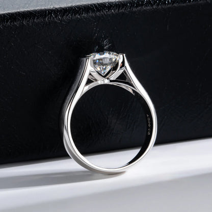 Carnica Luxury 925 Sterling Silver 2CT Real Moissanite Ring for Women GRA Simple Diamond Wedding Jewelry Gift Brilliant Hot New