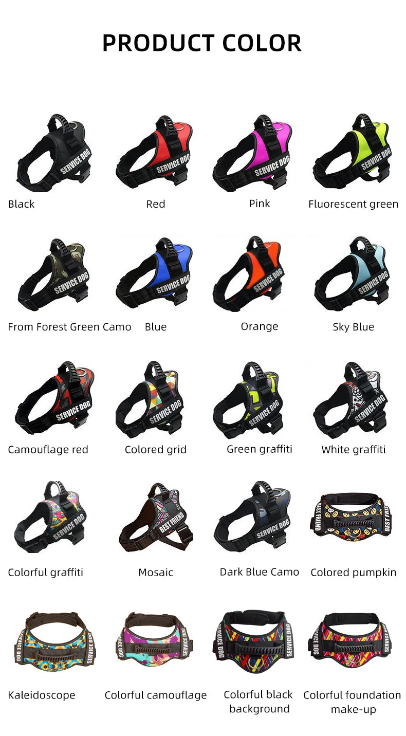 Bulldog Corgi Chihuahua Chest Harness For Service Dogs Custom Patches Soft Mesh Padded Dog Training Vest For Small And Large Dog