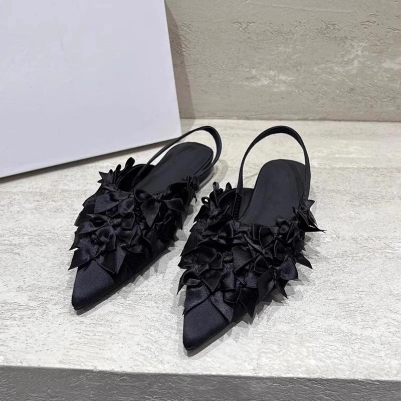 Pointed Toe Women's Sandals Low Heels Elegant Sexy Fashion Woman Shoes 2025 Summer Luxury Slides Women Sandals Zapatos De Mujer
