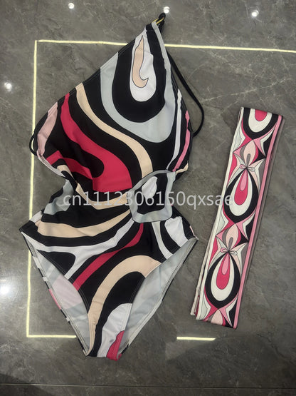 Classic Design Women's Headband Swimsuits with Letter Signature Logo Designer Brand Lady Sexy Scarf Swimsuits Beachwear