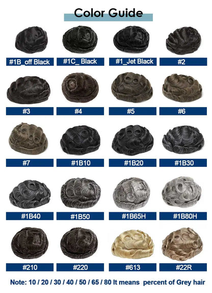 Toupee French Lace In Front Wigs For Man Mono Lace Men's Hair Prosthesis Men's Wigs Human Hair Mono PU Wig Male Hair Prosthesis