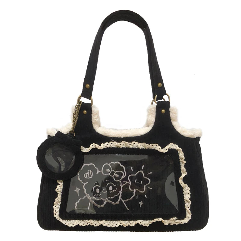 Original Corduroy Satin Lace Ribbon Daily Shoulder Bags Women's Bag Handbags for Women Cute Tote Bags for Women