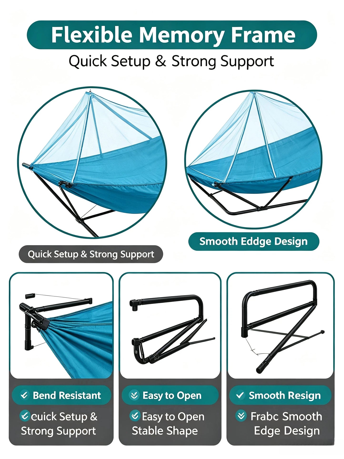 Outdoor Double Hammock with Mosquito Net Lightweight Portable Anti Bug Hammock Fast Install for Camping Hiking Travel Backyard